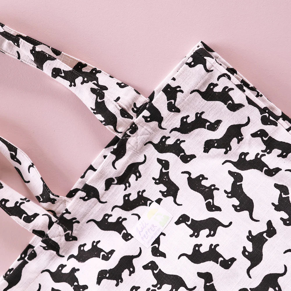 Hand-printed Dachshund Tote Bag
