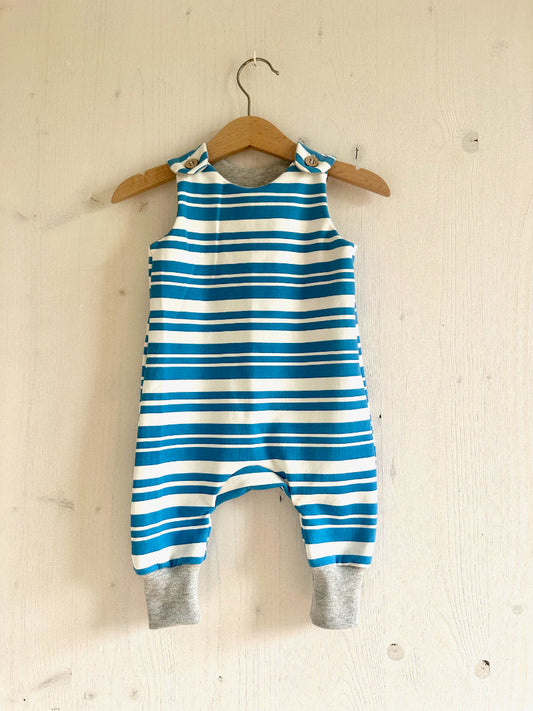 Babystrampler Stripes blau/weiss