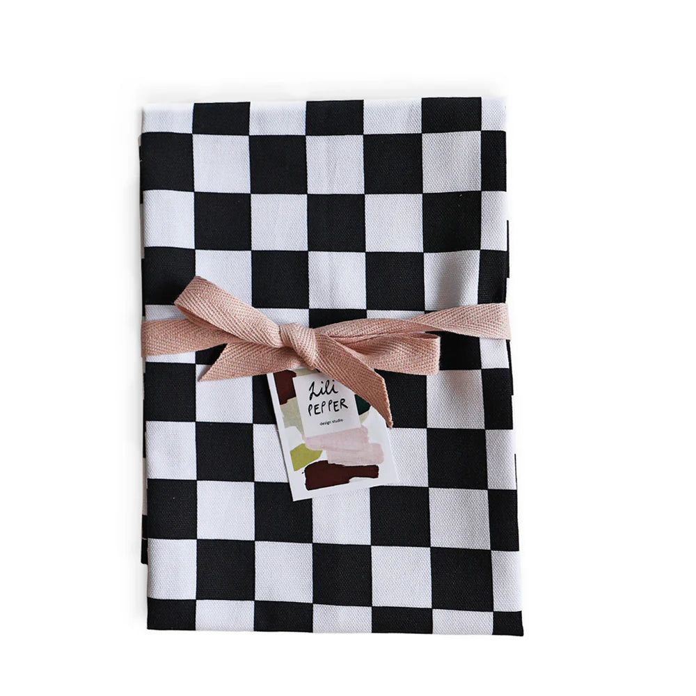 Geschirrtuch check black white