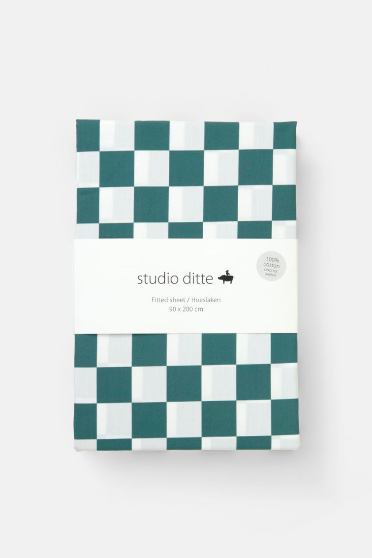 fixleintuch petrol green blocks studio ditte eli-ju