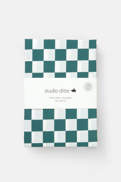 fixleintuch petrol green blocks studio ditte eli-ju