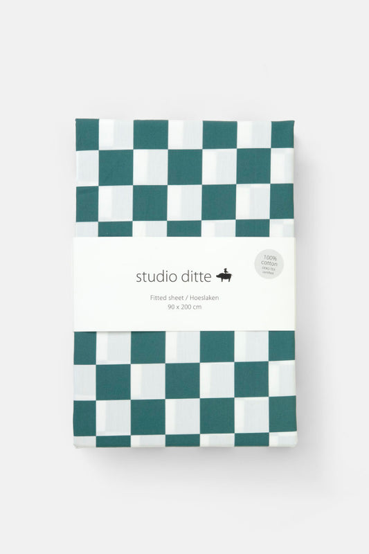 fixleintuch petrol green blocks studio ditte eli-ju
