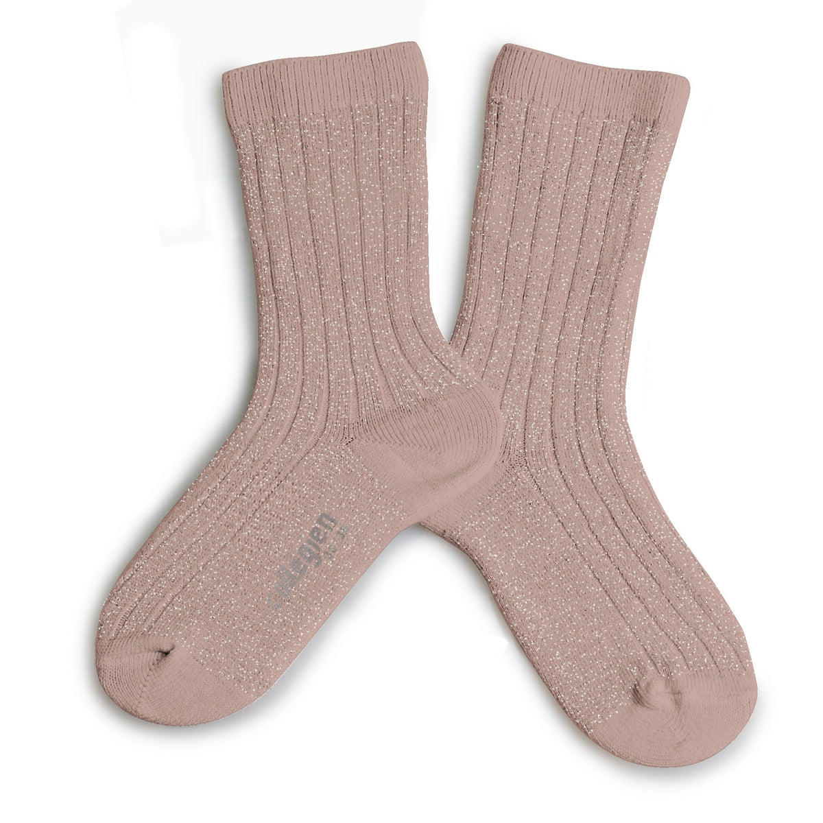 Chaussettes à paillettes Victoire - Vieux rose
