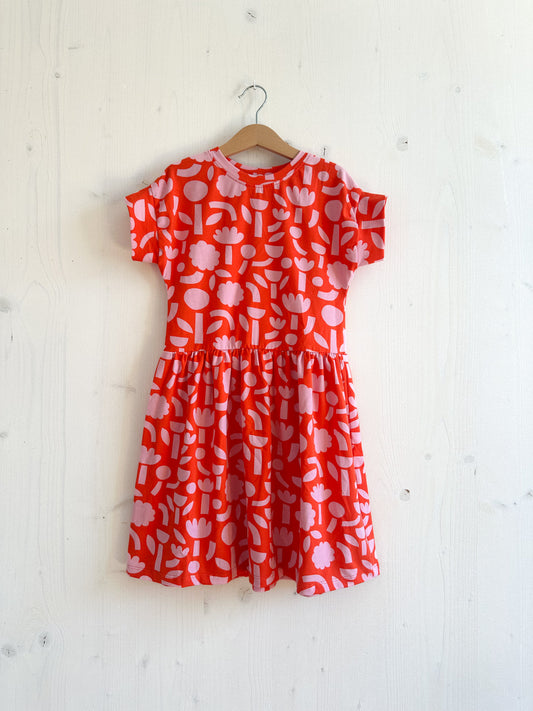 Jerseykleid flowers koralle/rosa