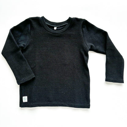 Waffle knit long-sleeve shirt