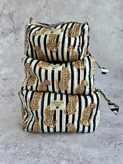 Leopard Print Toiletry Bag Black & White