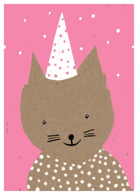 Postkarte Circus Katze mit Hut