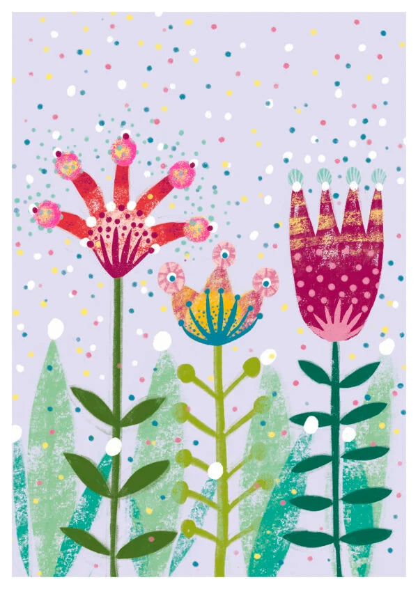 Postkarte Jahreszeiten Blumenfeld