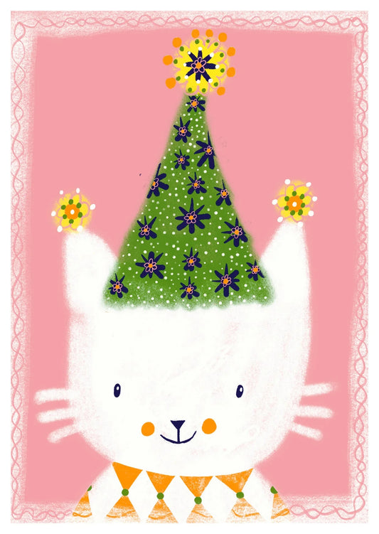 Postkarte Katze in Weiss