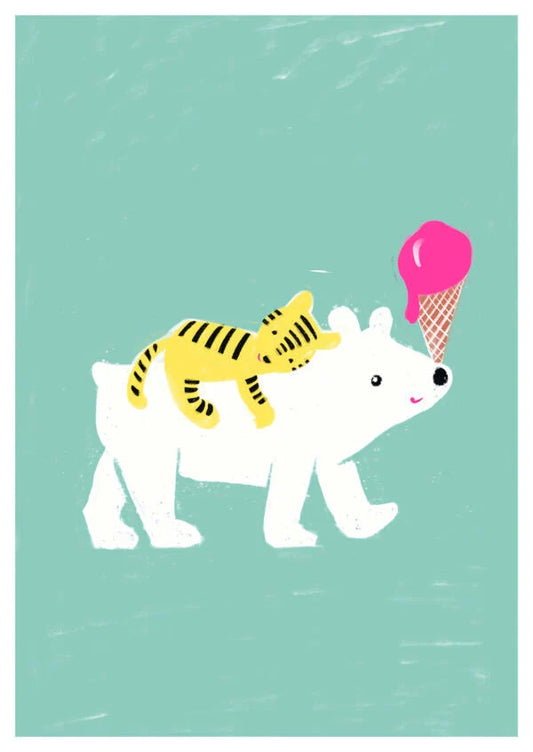 Postkarte Tiger & Eisbär