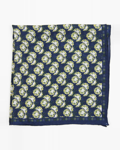 Foulard en soie tournesol marine