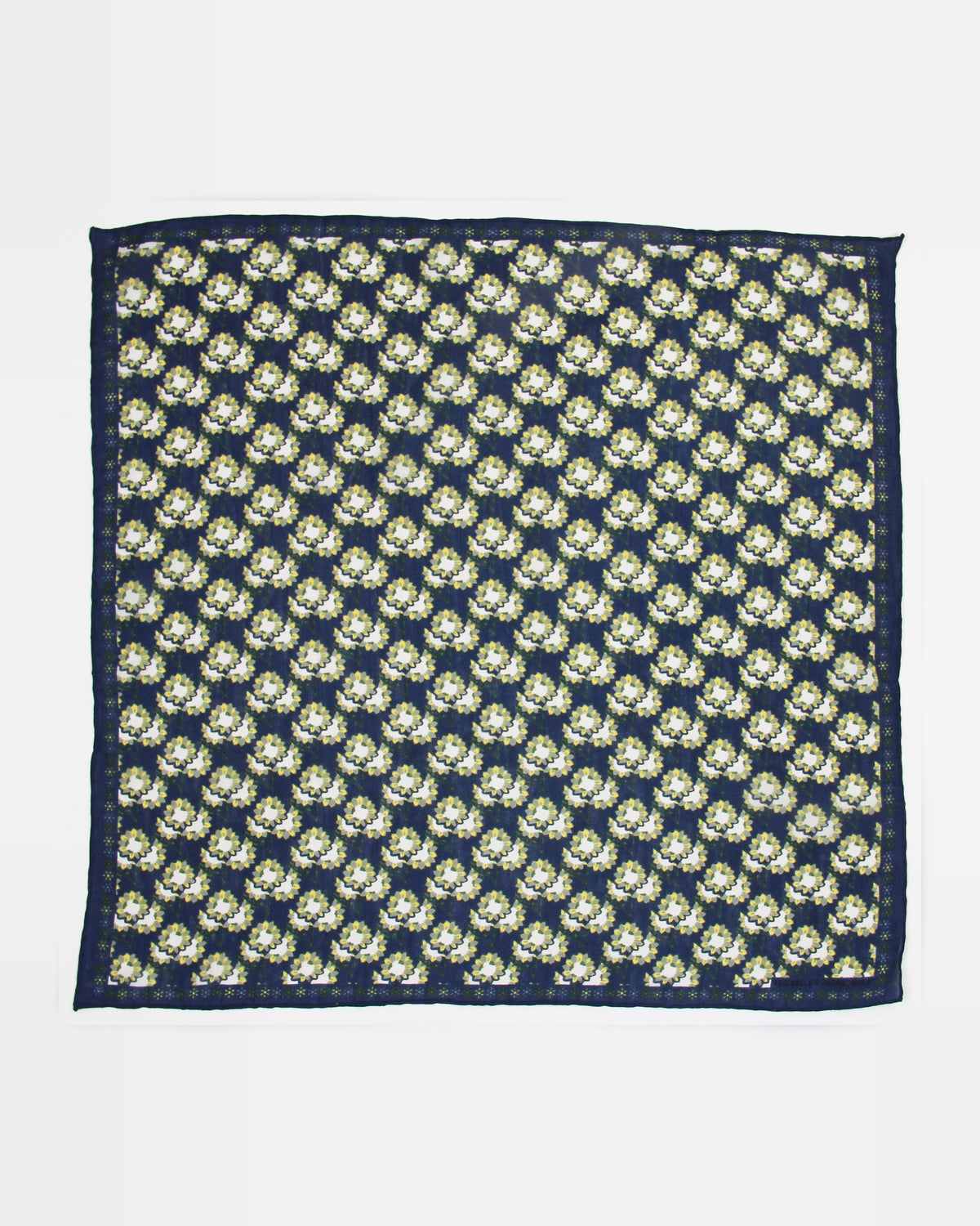 Foulard en soie tournesol marine