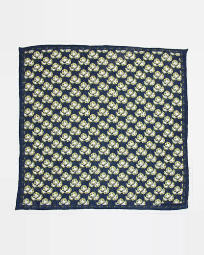 Foulard en soie tournesol marine