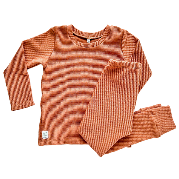 Waffle knit long-sleeve shirt