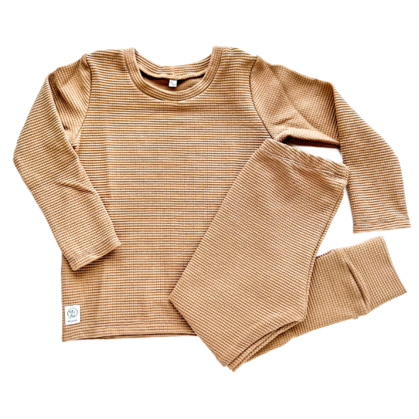 Waffle knit long-sleeve shirt