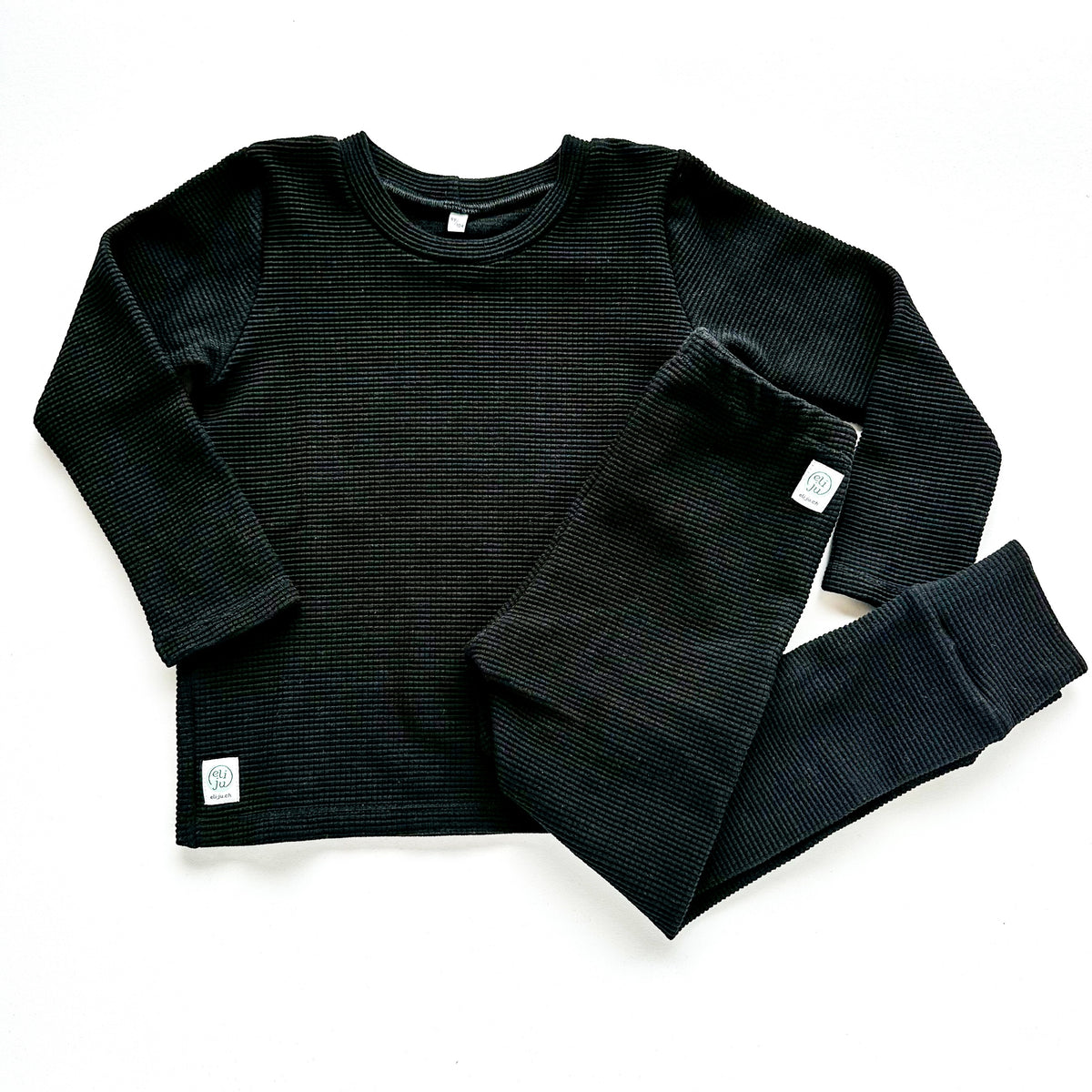 Waffle knit long-sleeve shirt